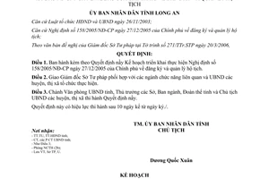 Quyết định 09/2006/QĐ-UBND thực hiện Nghị định 158/2005/NĐ-CP đăng ký và quản lý hộ tịch Long An