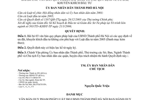 Quyết định 34/2006/QĐ-UBND  bãi bỏ văn bản pháp luật  ưu đãi, khuyến khích đầu tư Ủy ban nhân dân thành phố Hà Nội