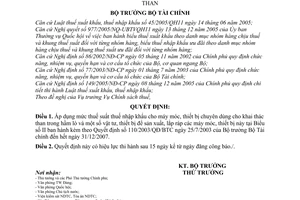 Quyết định 17/2006/QĐ-BTC  thuế suất nhập khẩu máy móc, thiết bị ngành than