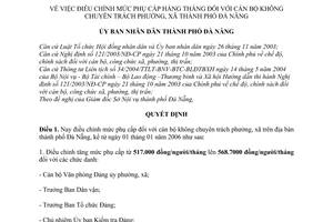 Quyết định 24/2006/QĐ-UBND điều chỉnh mức phụ cấp hàng tháng cán bộ không chuyên