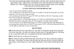 Quyết định 37/2006/QĐ-UB chế độ phụ cấp đặc thù áp dụng cán bộ, công chức, viên chức CNTT cơ quan, đơn vị thành phố Hà Nội