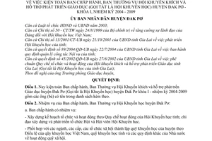 Quyết định 06/2006/QĐ-UBND kiện toàn BCH, Ban Thường vụ Hội khuyến học huyện Đak Pơ-Khóa I, nhiệm kỳ 2004-2009