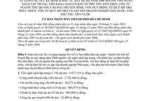 Quyết định 45/2006/QĐ-UBND kế hoạch đầu tư xây dựng 2006 vốn ngân sách tập trung,khấu hao cơ bản phụ thu tiền,vốn quảng cáo Đài truyền hình