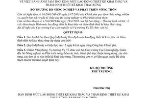 Quyết định 20/2006/QĐ-BNN  định mức lao động thiết kế khai thác thẩm định thiết kế khai thác rừng