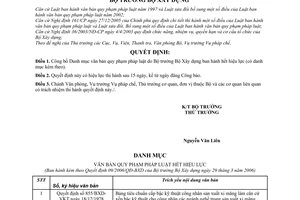 Quyết định 09/2006/QĐ-BXD  danh mục văn bản pháp luật hết hiệu lực Bộ trưởng Bộ Xây dựng