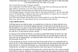 Thông tư 05/2006/TT-BYT hướng dẫn tuyển sinh đào tạo đại học cao đẳng điều dưỡng kỹ thuật y học đại học y tế cộng đồng hệ vừa học vừa làm