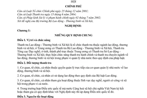 Nghị định 31/2006/NĐ-CP tổ chức hoạt động Thanh tra Lao động - Thương binh và Xã hội