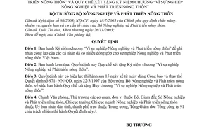 Quyết định 22/2006/QĐ-BNN Kỷ niệm chương "Vì sự nghiệp Nông nghiệp Phát triển nông thôn"