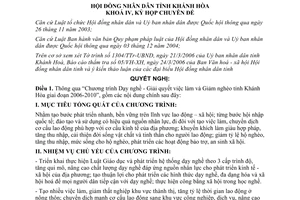 Nghị quyết 06/2006/NQ-HĐND Chương trình Dạy nghề giải quyết việc làm 2006 2010 Khánh Hòa
