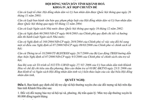 Nghị quyết 11/2006/NQ-HĐND chế độ trợ cấp xã hội các đối tượng xã hội Khánh Hòa