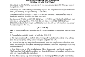 Nghị quyết 08/2006/NQ-HĐND kế hoạch phát triển kinh tế xã hội 2006 2010 Khánh Hòa