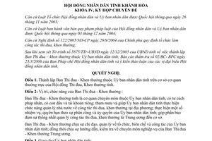 Nghị quyết 10/2006/NQ-HĐND thành lập Ban Thi đua Khen thưởng Khánh Hòa