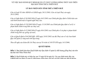 Quyết định số 872/2006/QĐ-UBND quản lý chất lượng giống thuỷ sản