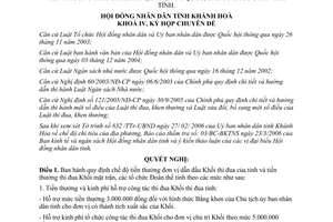 Nghị quyết 13/2006/NQ-HĐND tiền thưởng đơn vị dẫn đầu Khối thi đua Khánh Hòa