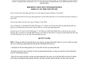 Nghị quyết 09/2006/NQ-HĐND kinh phí hỗ trợ rà soát xử lý văn bản pháp luật Khánh Hòa