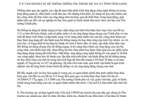 Chỉ thị số 04/CT-UBND 2006 vận hành các hệ thống thông tin thuộc Đề án 112 Vĩnh Long