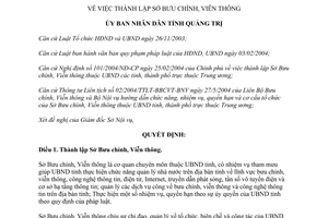 Quyết định 34/2006/QĐ-UBND Thành lập Sở Bưu chính Viễn thông Quảng Trị
