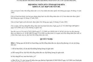Nghị quyết 17/2006/NQ-HĐND chế độ hỗ trợ hoạt động hội đồng nhân dân các cấp