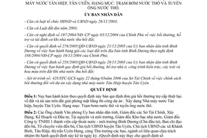 Quyết định 84/2006/QĐ-UBND đơn giá bồi thường nhà máy nước Tân Hiệp Bình Dương