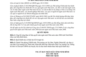 Quyết định 670/2006/QD-UBND công khai quyết toán ngân sách nhà nước 2004 Ninh Bình