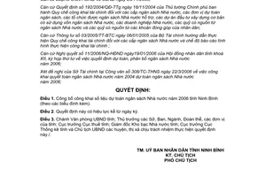 Quyết định 671/2006/QD-UBND công khai dự toán ngân sách nhà nước 2006 Ninh Bình