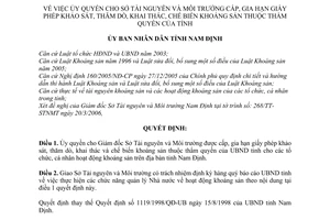 Quyết định 927/2006/QĐ-UBND ủy quyền cho Sở Tài nguyên và Môi trường cấp