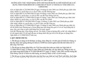 Thông tư liên tịch 03/2006/TTLT-BTM-BGTVT-BTC-BCA  hướng dẫn nhập khẩu ôtô chở người dưới 16 chỗ ngồi đã qua sử dụng Nghị định số 12/2006/NĐ-CP