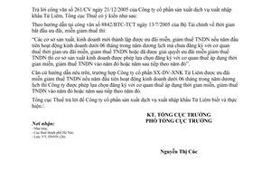 Công văn 1232/TCT-DNNN xác định lại thời gian miễn giảm thuế