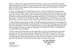 Công văn 647/BXD-QLN  trả lời công văn 2262/SXD-TT Sở Xây dựng TP.HCM