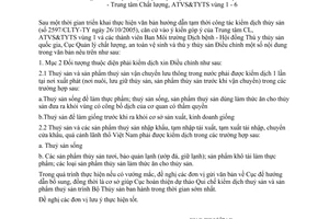 Công văn 926/CLTY-TY sửa đổi Hướng dẫn tạm thời công tác kiểm dịch