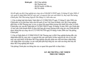 Công văn 2141/VPCP-KTTH nhập khẩu thiết bị, máy móc và nguyên liệu sản xuất thuốc lá