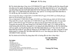 Công văn 5361/BTC-CST phí thẩm định thiết kế cơ sở các công trình xây dựng