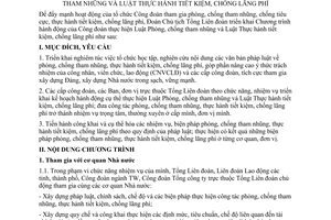 Công văn 704/CTr-TLĐ Chương trình hành động của Công đoàn thực hiện luật phòng, chống tham nhũng và Luật Thực hành tiết kiệm, chống lãng phí