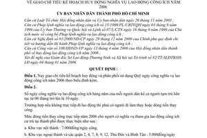 Quyết định 58/2006/QĐ-UBND giao chỉ tiêu kế hoạch huy động nghĩa vụ lao động công ích 2006