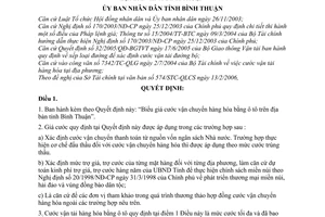 Quyết định 29/2006/QĐ-UBND Biểu giá cước vận chuyển hàng hóa bằng ô tô