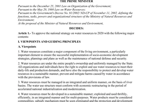 Decision No. 81/2006/QD-TTg of April 14, 2006, approving the national strategy on water resources to 2020.
