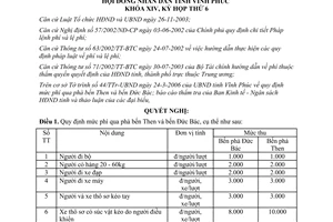 Nghị quyết 03/2006/NQ-HĐND quy định mức thu phí qua phà Bến Then và Bến Đức Bác
