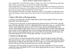 Thông tư 03/2006/TT-BCN hướng dẫn xuất khẩu, nhập khẩu vật liệu nổ công nghiệp nhập khẩu nitrat amôn hàm lượng cao