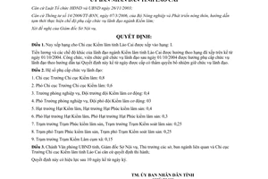 Quyết định 31/2006/QĐ-UBND xếp hạng Chi cục Kiểm lâm Lào Cai