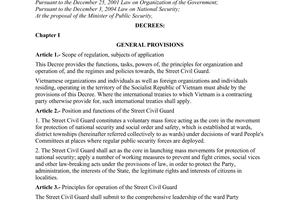 Decree No. 38/2006/ND-CP of April 17, 2006, on street civil guard the government