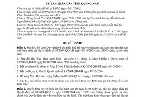 Quyết định 21/2006/QĐ-UBND sửa đổi giá tính thuế tài nguyên khoáng sản
