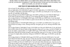 Quyết định 936/2006/QĐ-UBND giá, hồ sơ,hình thức lựa chọn nhà thầu dự án Di dân tái định cư tập trung dân vùng sạt lở ven sông,biển Nghĩa An