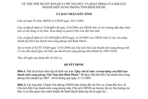 Quyết định 48/2006/QĐ-UBND Quy chế hoạt động Hội Cựu thanh niên xung phong Bình Phước