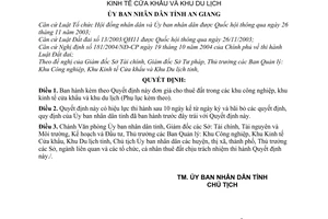 Quyết định 18/2006/QĐ-UBND đơn giá cho thuê đất  khu công nghiệp,khu kinh tế cửa khẩu và khu du lịch