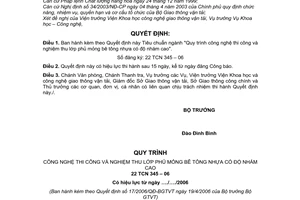 Quyết định 17/2006/QĐ-BGTVT Tiêu chuẩn ngành 22 TCN 345 – 06 "Quy trình công nghệ thi công nghiệm thu lớp phủ mỏng bê tông nhựa có độ nhám cao"