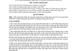 Quyết định 84/2006/QĐ-TTg  quy hoạch thủy lợi ĐBSCL 2006-2010 định hướng đến 2020