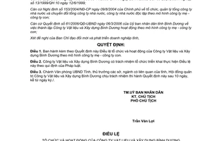 Quyết định 103/2006/QĐ-UBND Điều lệ tổ chức hoạt động của Công ty Vật liệu Xây dựng Bình Dương