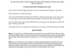 Quyết định 1226/QĐ-UBND năm 2006 đặt cổng chắn kiểm soát lâm sản Quảng Nam