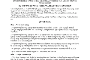 Quyết định 28/2006/QĐ-BNN chức năng, nhiệm vụ, cơ cấu tổ chức Viện Di truyền Nông nghiệp