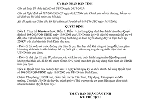 Quyết định 42/2006/QĐ-UBND sửa đổi Quyết định 108/2005/QĐ-UBND tỉnh Bình Định
